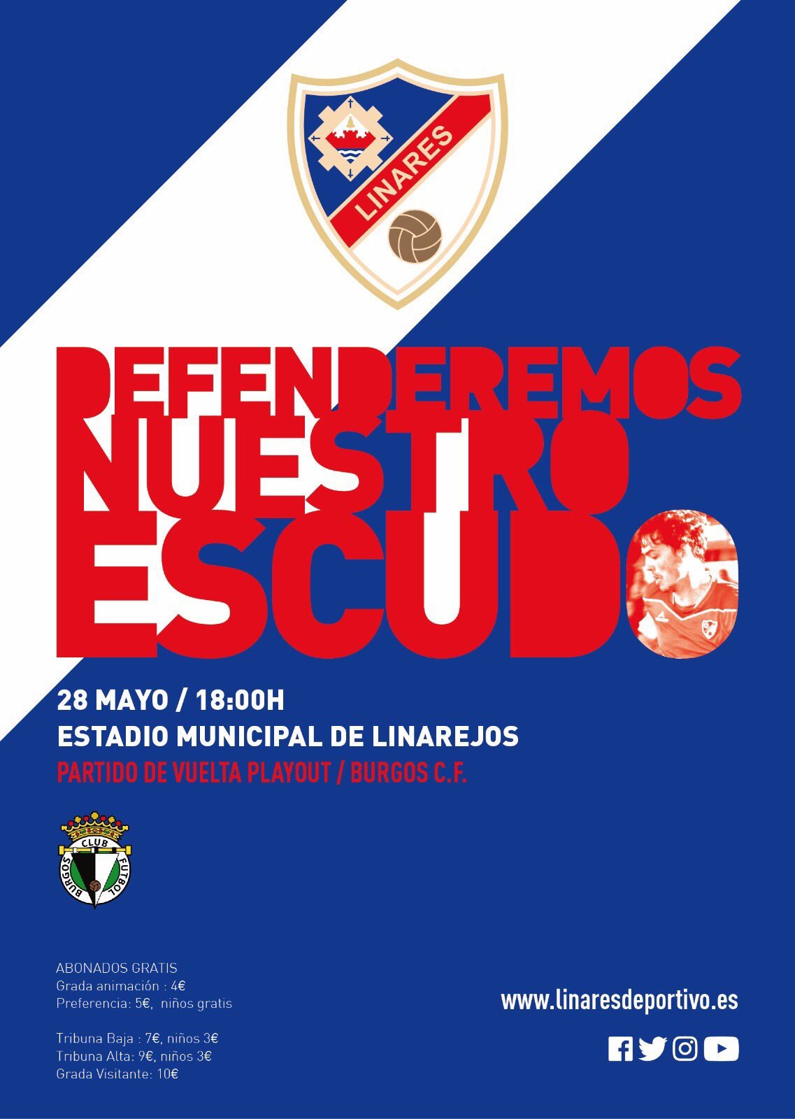 Cartel del partido de la eliminatoria por la permanencia entre el Linares y el Burgos. 