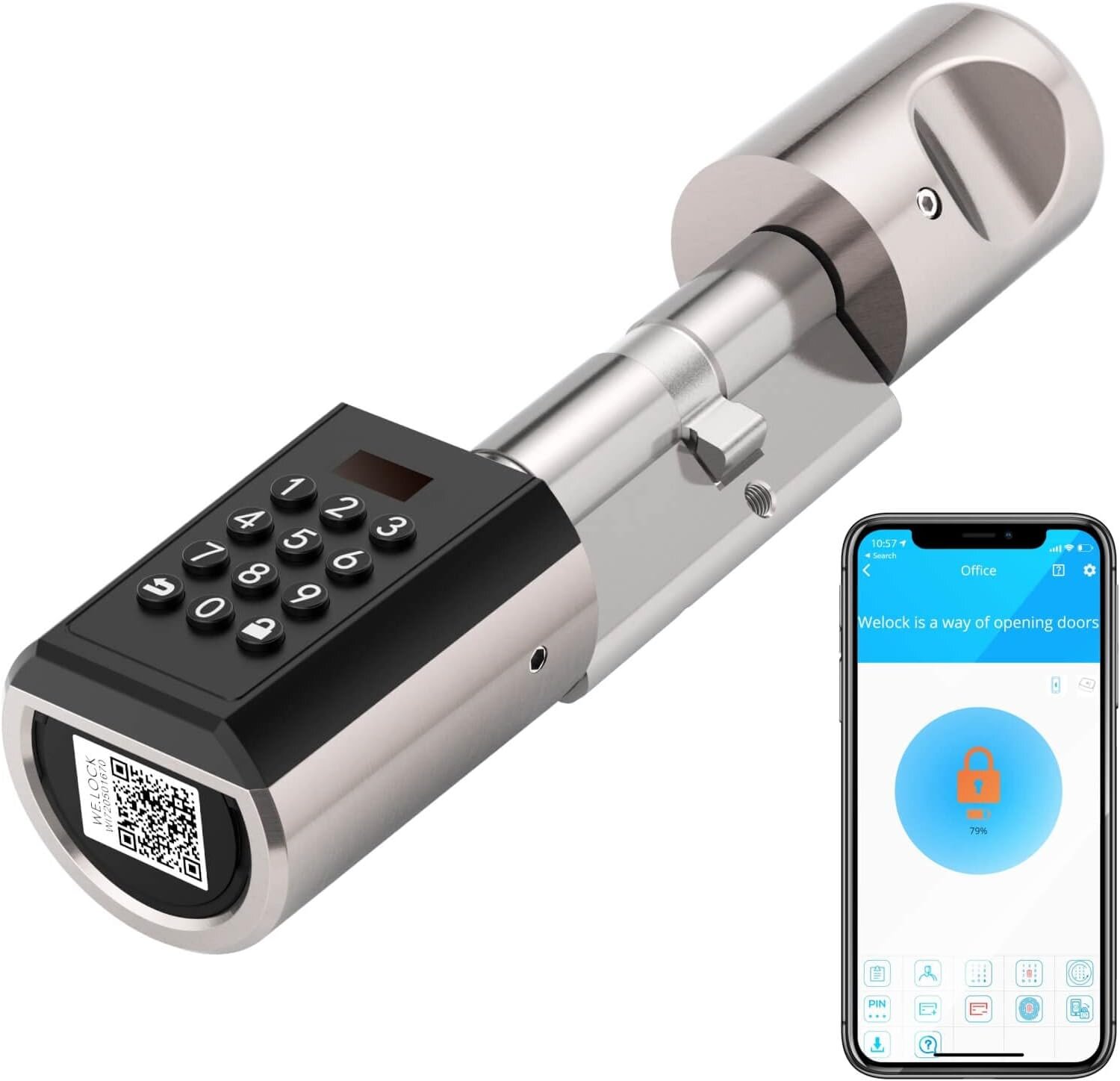 WE.LOCK Cerradura de Puerta Digital Cerradura Electrónica de Cilindro Cerradura inteligente con Código,Tarjeta RFID,Cerradura Inteligente WiFi,Smart lock Fácil de Instalar WE.LOCK Cerradura de Puerta Digital Cerradura Electrónica de Cilindro Cerradura inteligente con Código,Tarjeta RFID,Cerradura Inteligente WiFi,Smart lock Fácil de Instalar