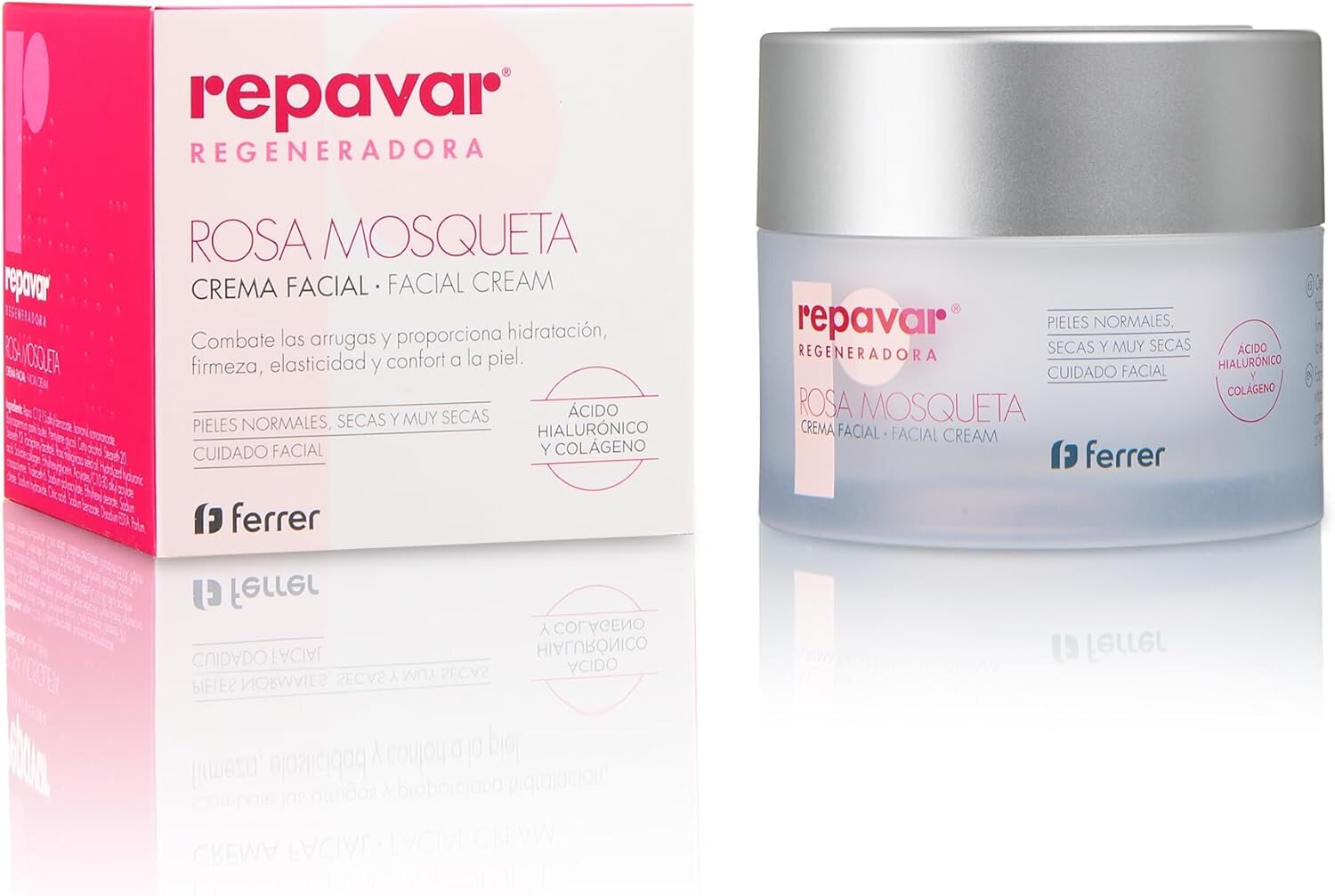 Repavar Crema Facial Hidratante Regeneradora con Rosa Mosqueta · Hidratación, tersura y firmeza para piel seca