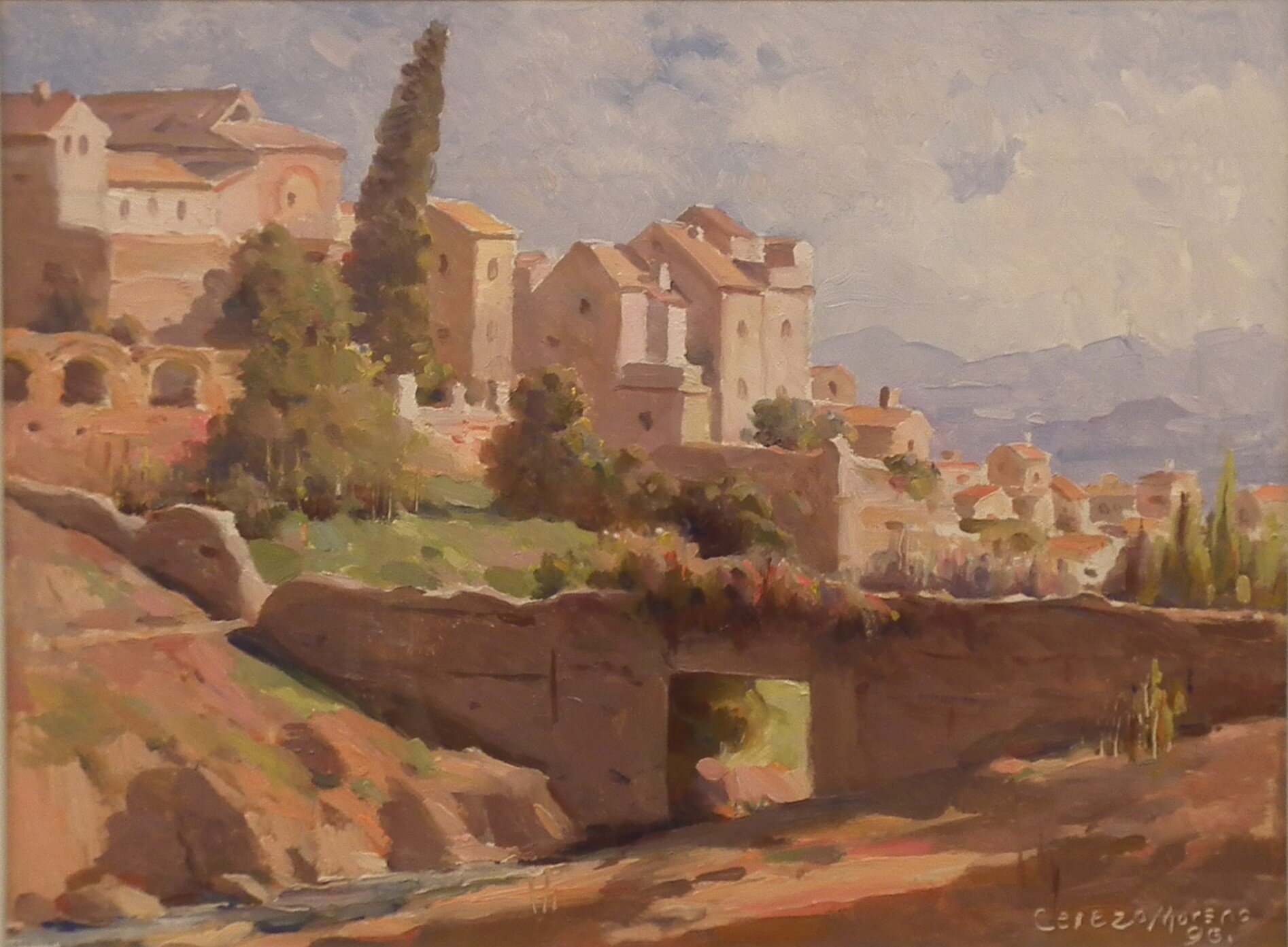 Un evocador paisaje jaenero en una pintura de hace tres décadas 