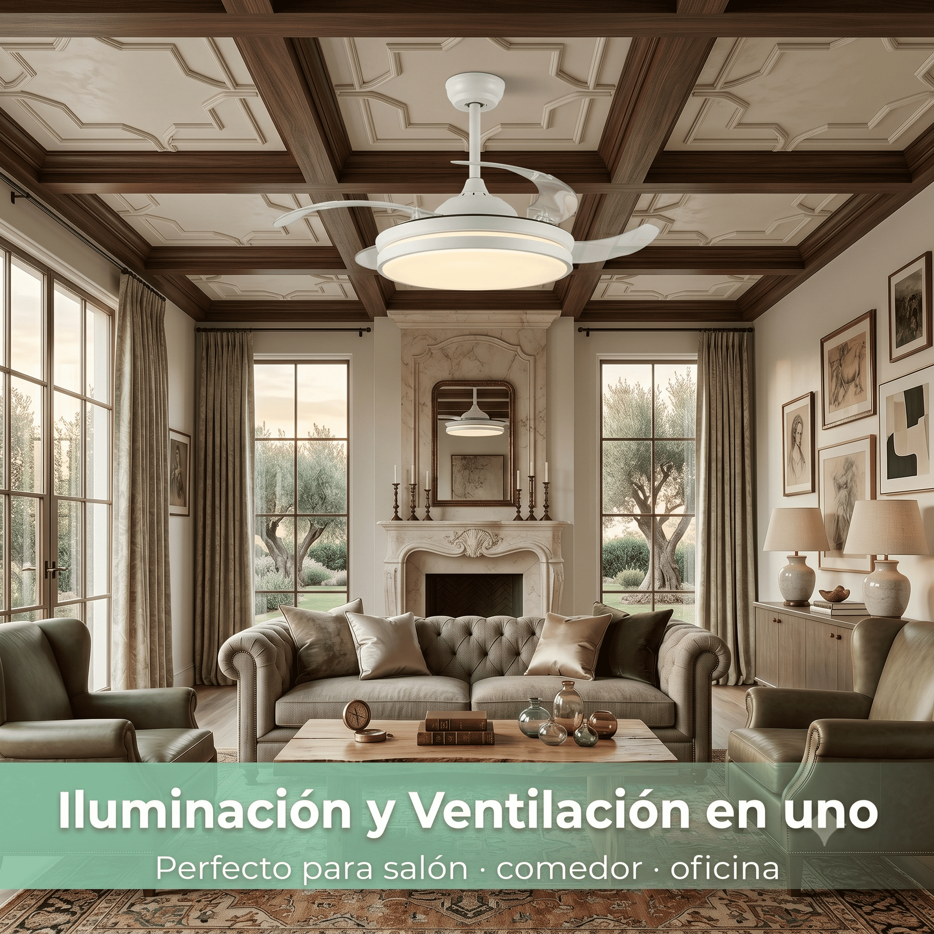 Don Feliz Ventilador de techo con luz LED con 4 Aspas Retráctiles: ofertas y opiniones de usuarios
