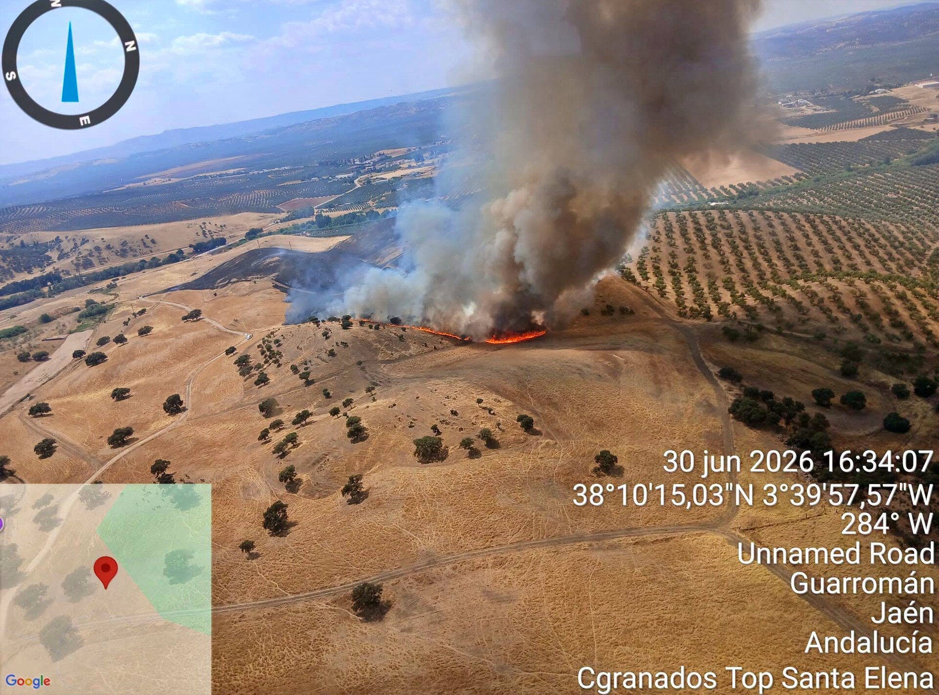  Declarado un incendio forestal en el paraje Cerro Saro de Guarromán