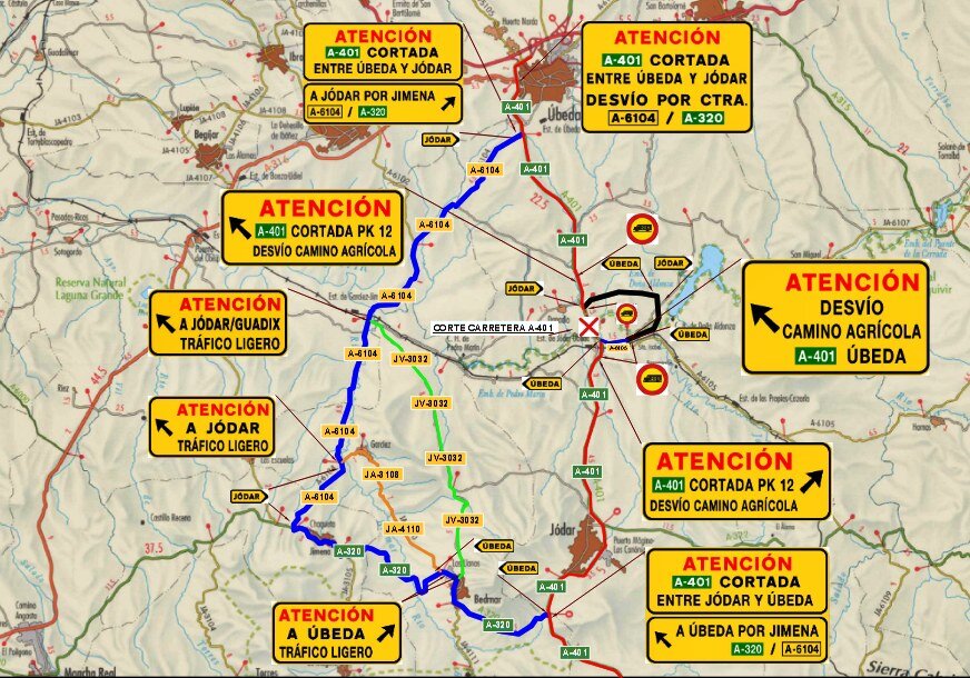 La Junta cortará desde este lunes la carretera entre Jódar y Úbeda