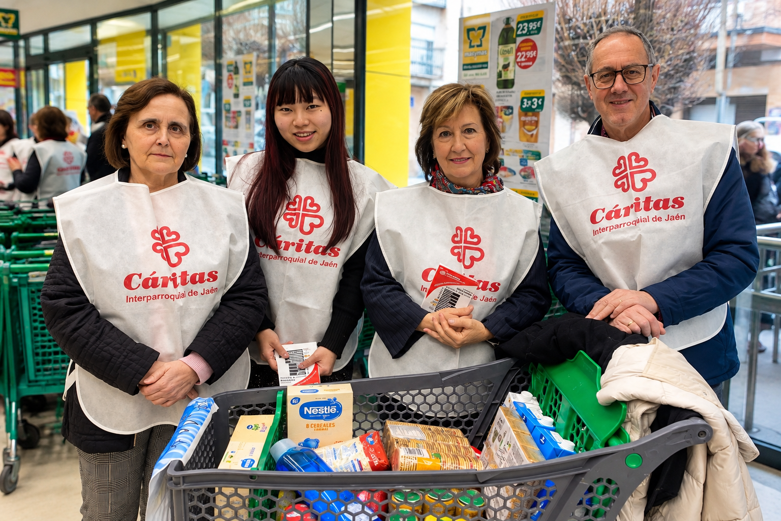 Cáritas moviliza a más de cien voluntarios para una recogida de alimentos en Jaén