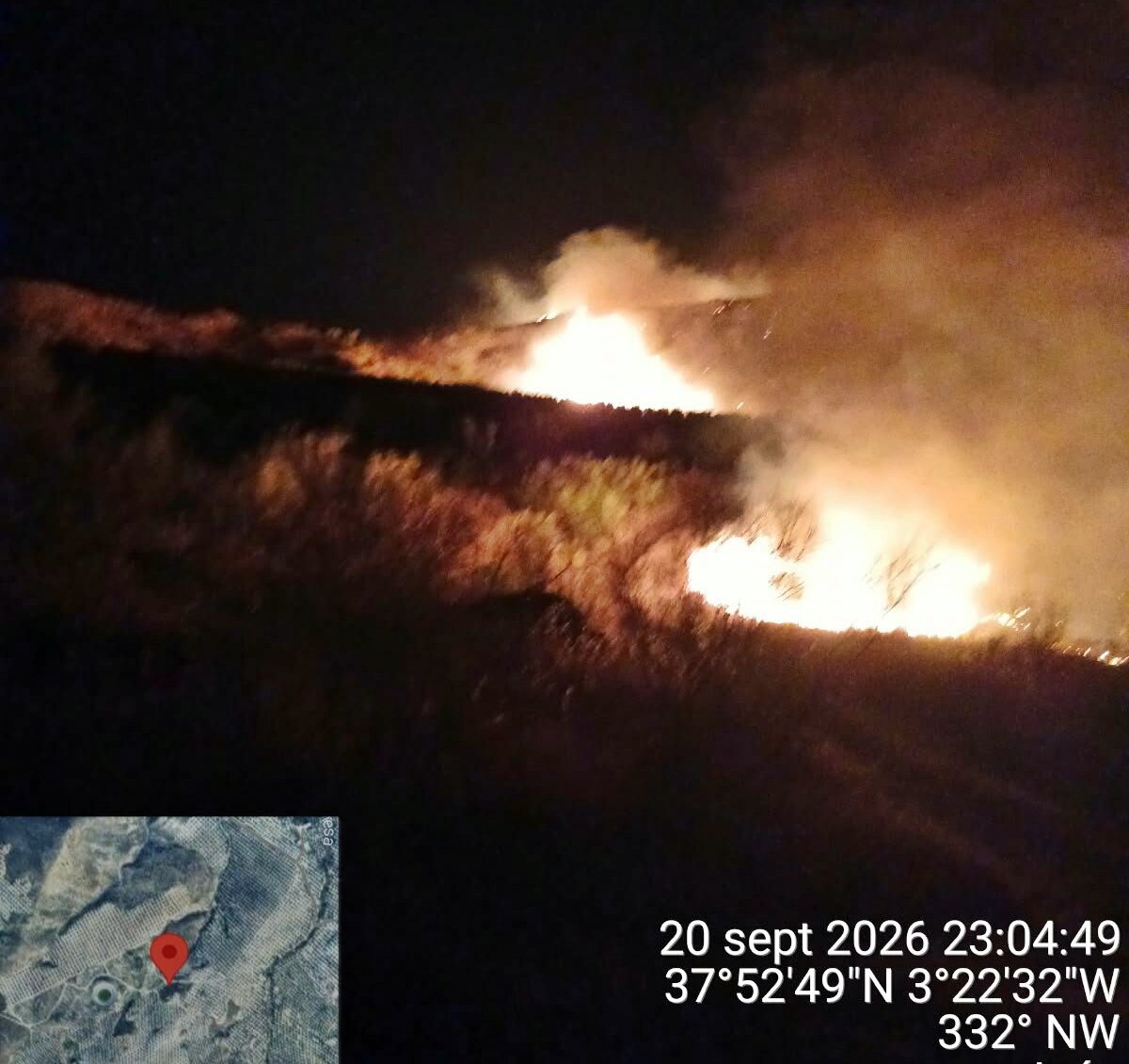 Declarado un incendio forestal en el Cerro Gordo de Jódar